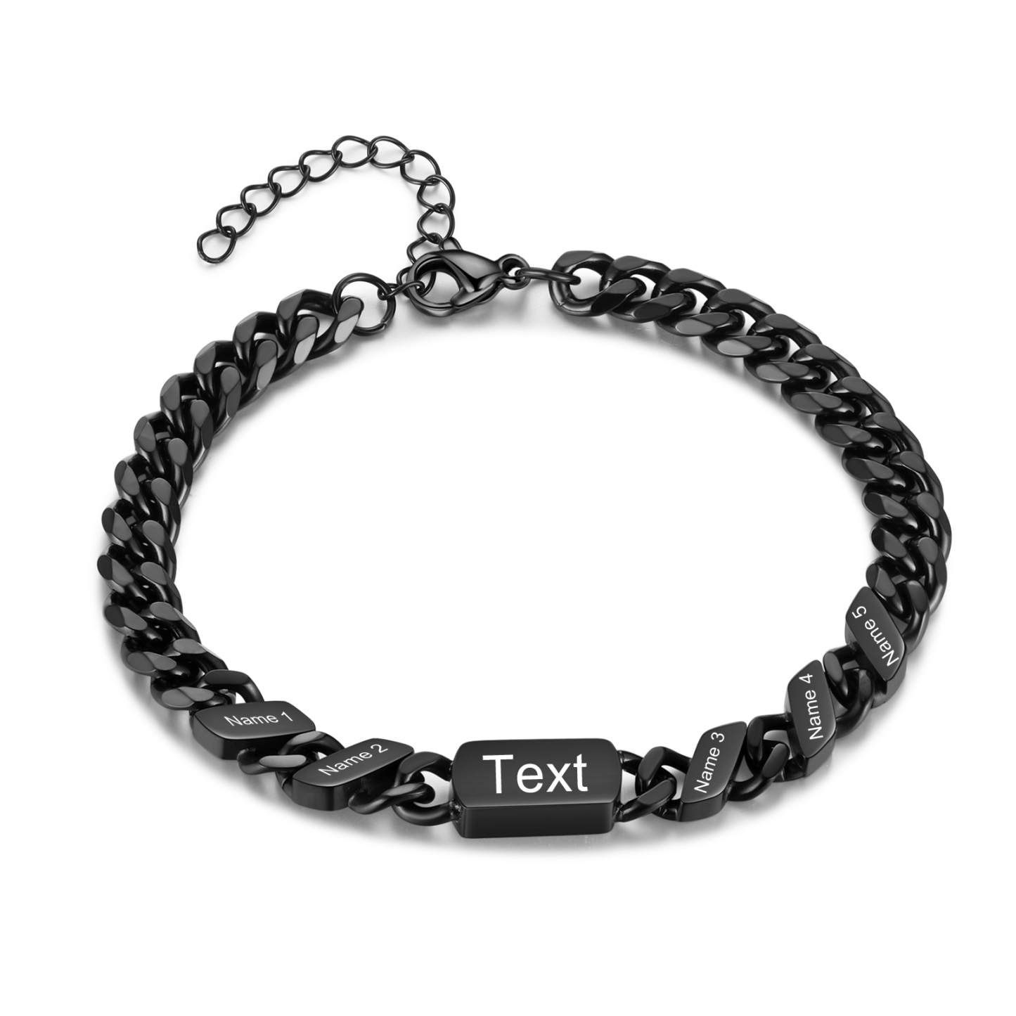 Personalised 1-6 Names Cuban Chain Bracelet Custom Text Engraved Gift for Men | Jessemade