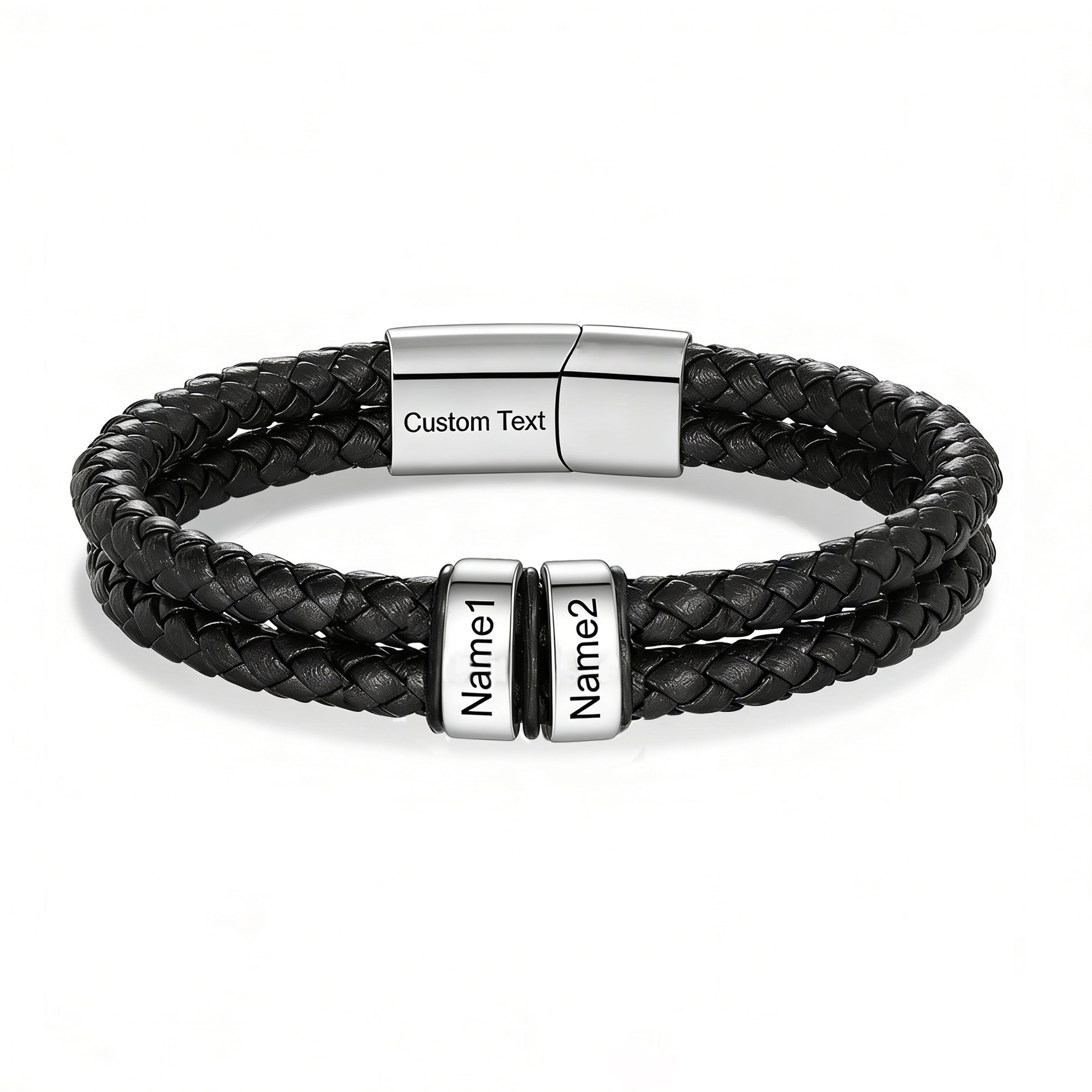 Personalised Men Bracelet with 2-6 Names & 1 Text-Custom Bracelet for Him | Jessemade