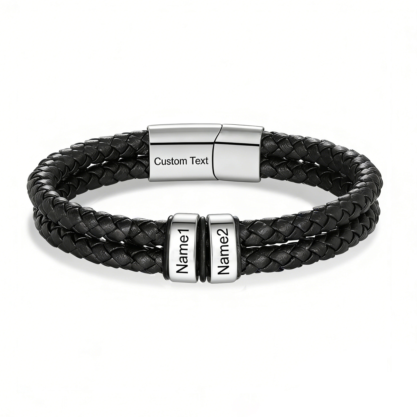 Personalised Men Bracelet with 2-6 Names & 1 Text-Custom Bracelet for Him | Jessemade