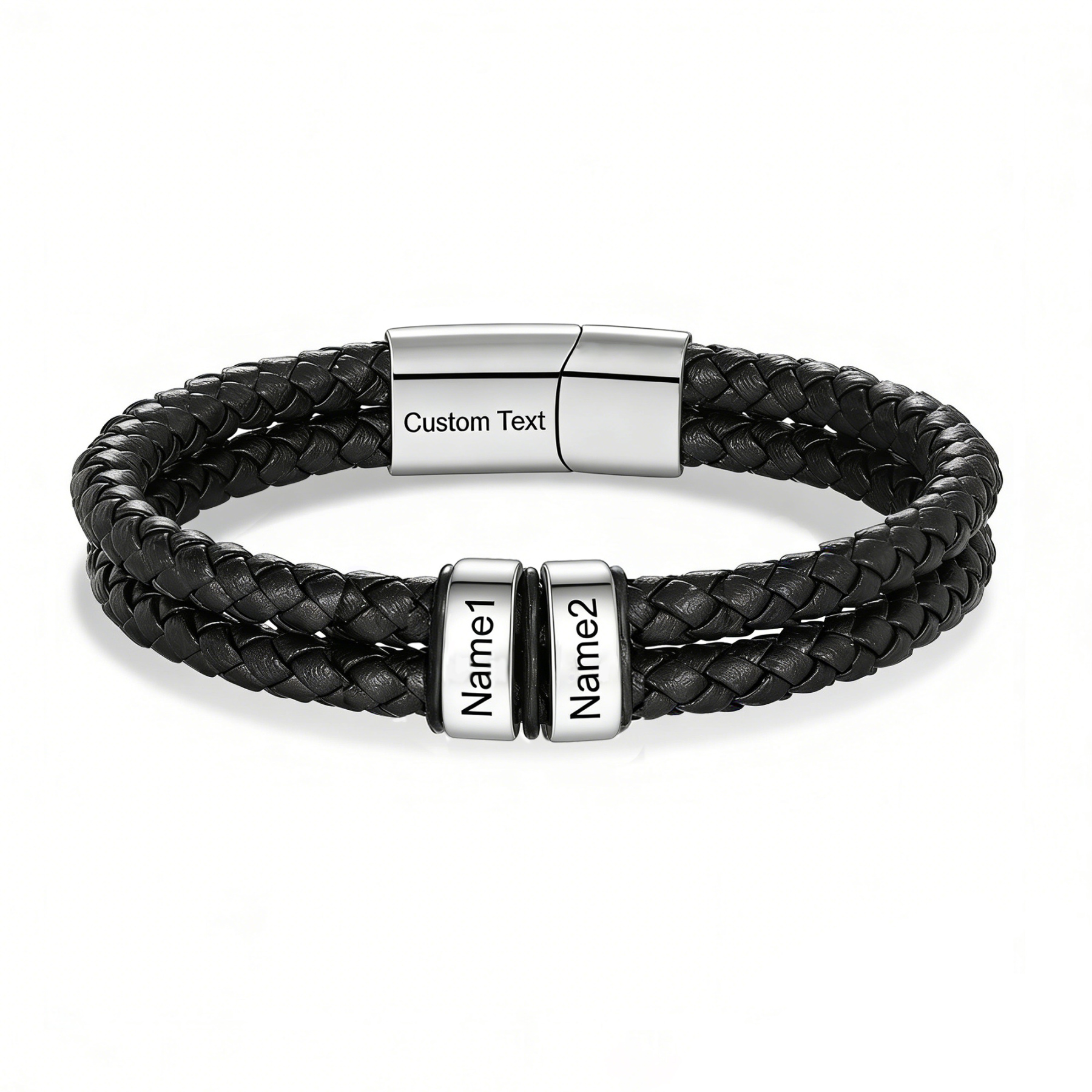 Personalised Men Bracelet with 2-6 Names & 1 Text-Custom Bracelet for Him | Jessemade