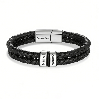 Personalised Men Bracelet with 2-6 Names & 1 Text-Custom Bracelet for Him | Jessemade