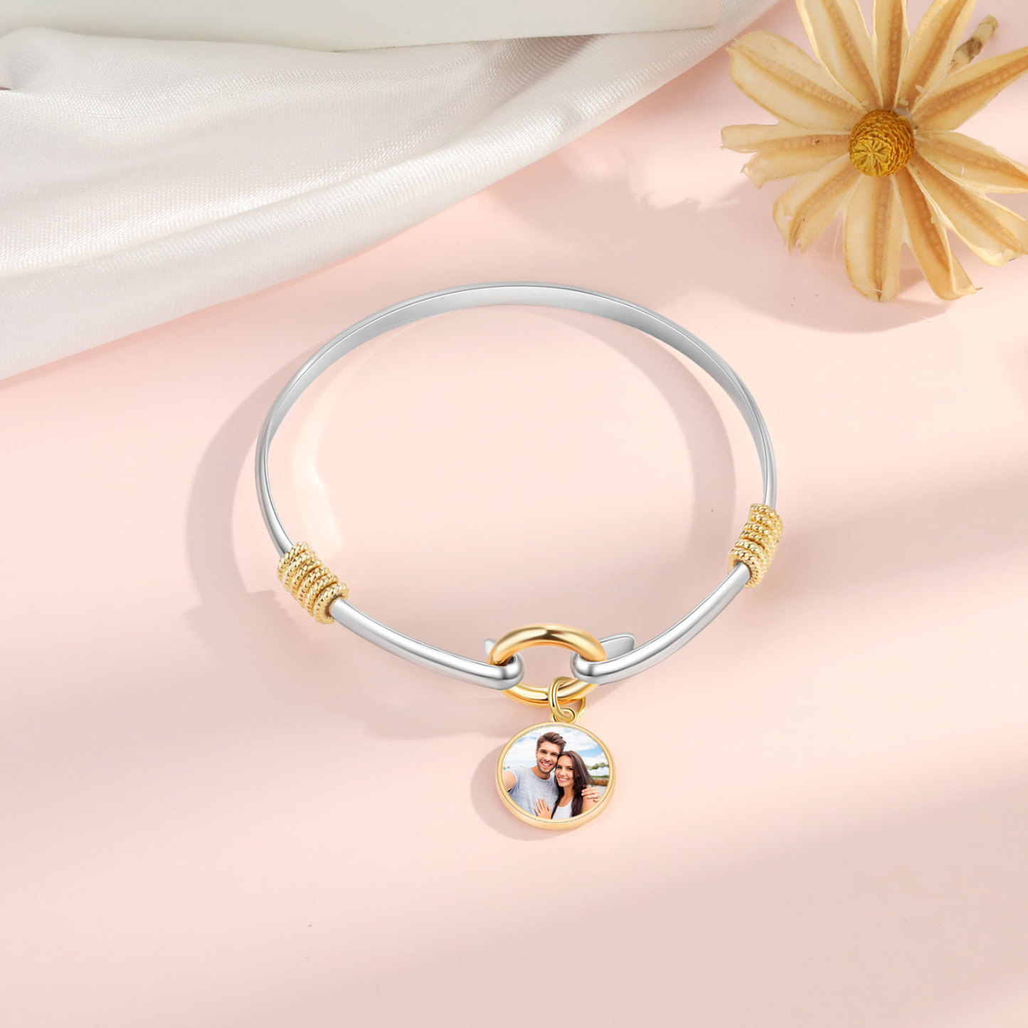 Personalised Men's Bracelet – Customised with 1 Photo, Elegant Pendant Design, Valentine’s Day Gift for Him | Jessemade