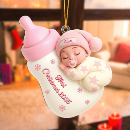 Personalised Baby Bottle First Christmas Ornament
