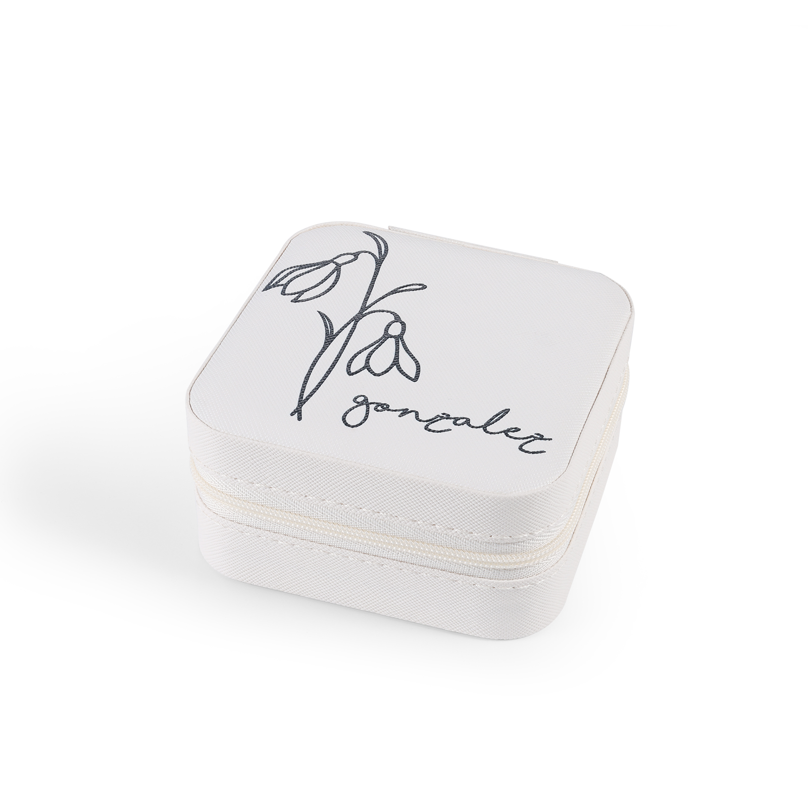 Square Jewelry Storage Box-Personalised 1 Name Customized Birthflower Storage Box In Various Colors