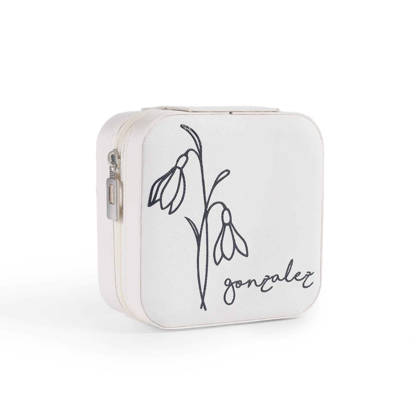 Square Jewelry Storage Box-Personalised 1 Name Customized Birthflower Storage Box In Various Colors