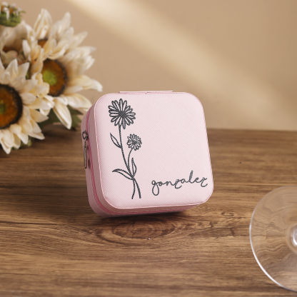 Square Jewelry Storage Box-Personalised 1 Name Customized Birthflower Storage Box In Various Colors