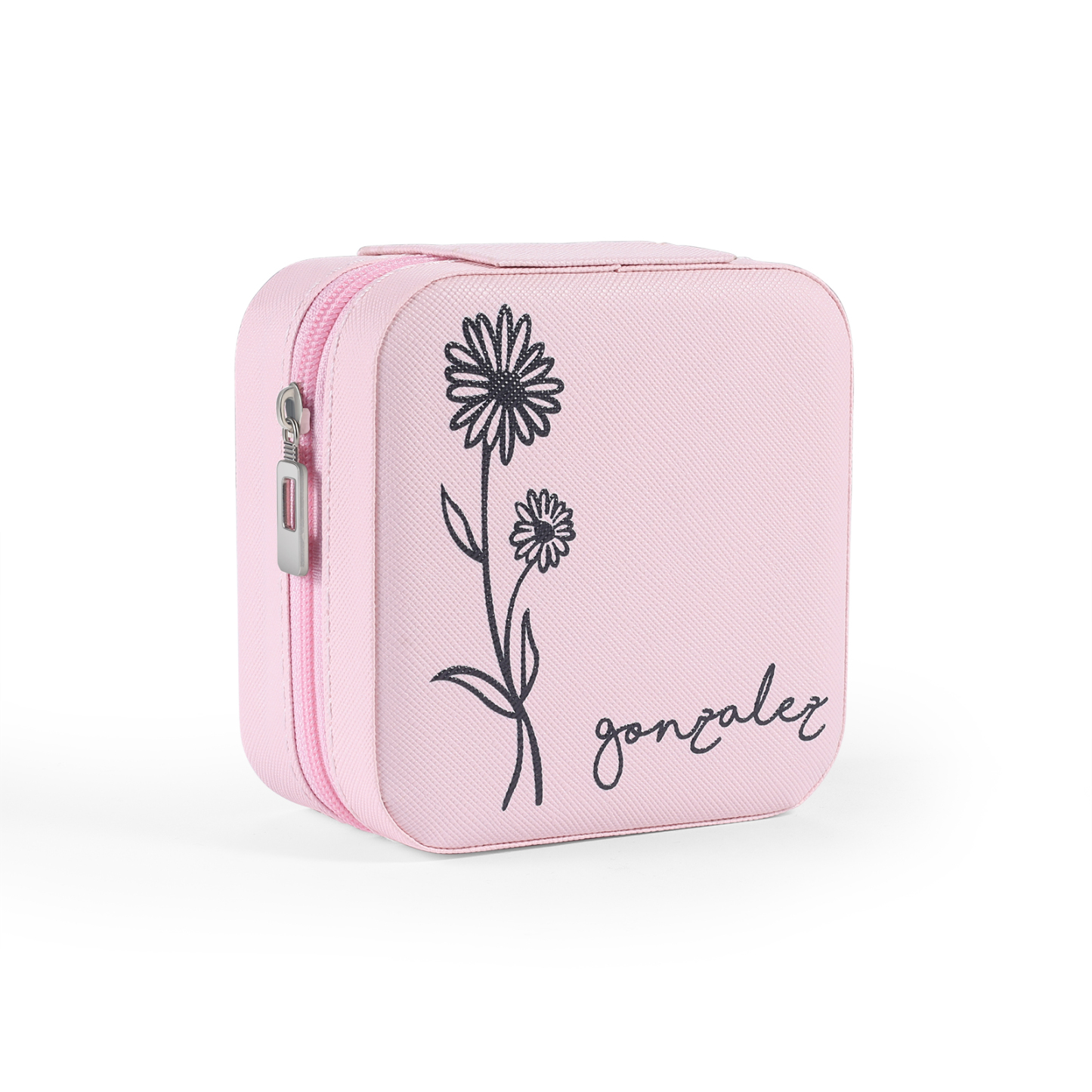 Square Jewelry Storage Box-Personalised 1 Name Customized Birthflower Storage Box In Various Colors