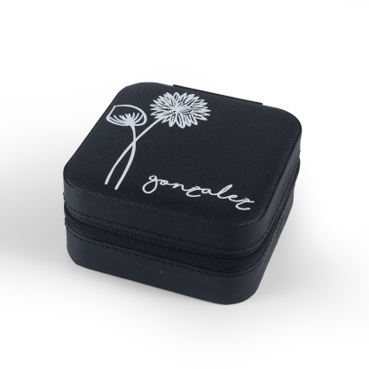 Square Jewelry Storage Box-Personalised 1 Name Customized Birthflower Storage Box In Various Colors