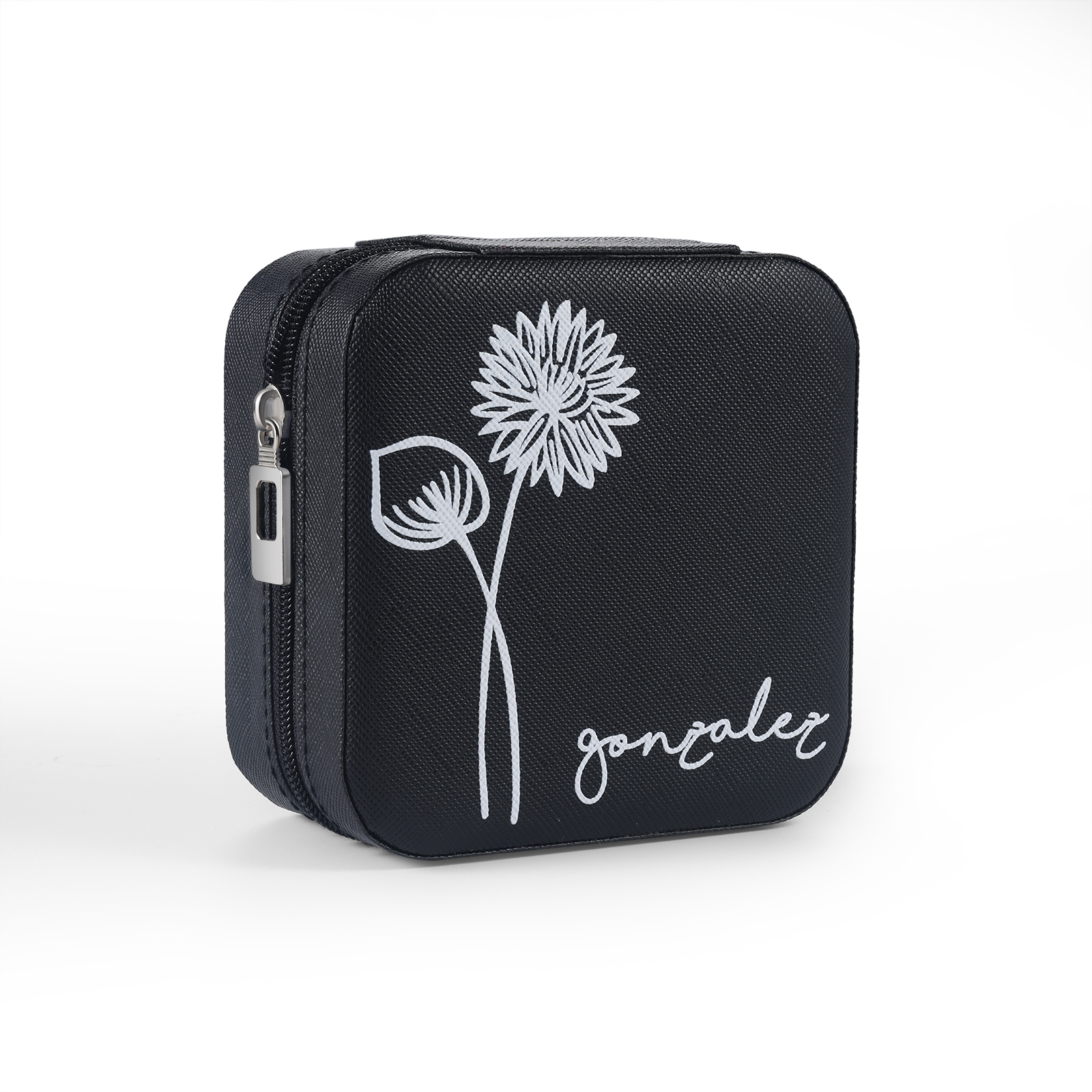 Square Jewelry Storage Box-Personalised 1 Name Customized Birthflower Storage Box In Various Colors