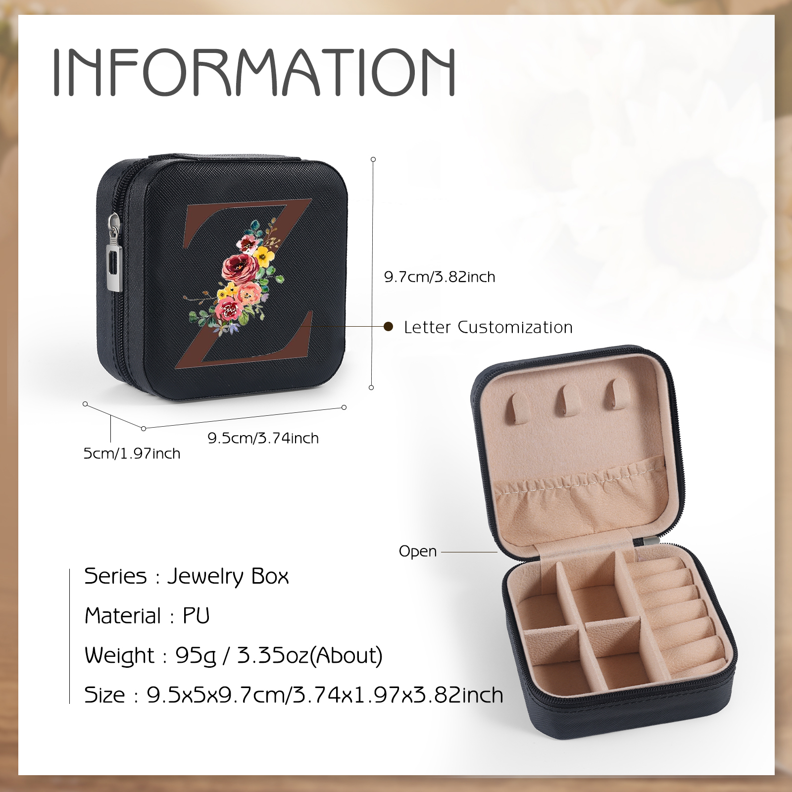 Square Jewelry Storage Box-Personalised 1 Name Customized Birthflower Storage Box In Various Colors