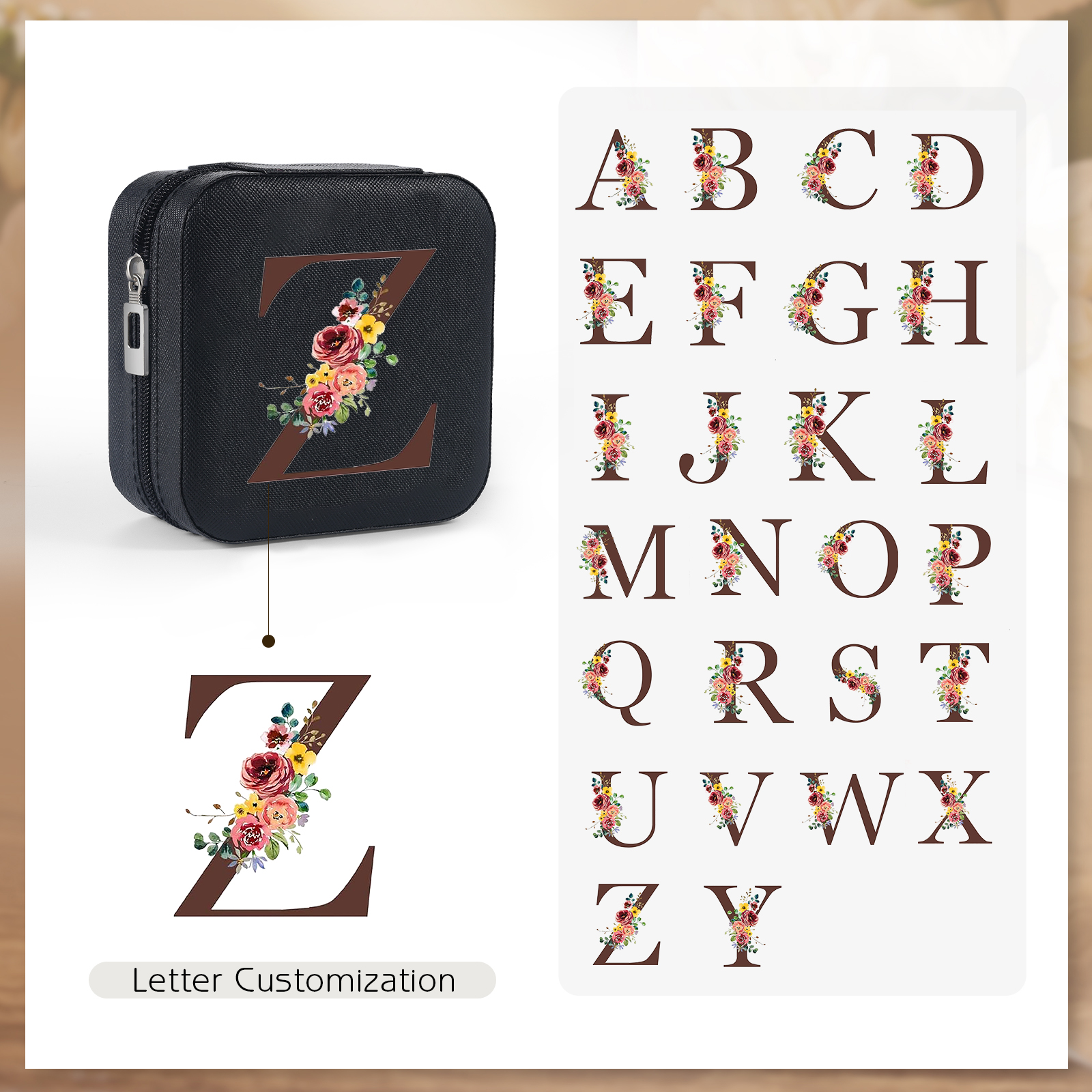 Square Jewelry Storage Box-Personalised 1 Name Customized Birthflower Storage Box In Various Colors