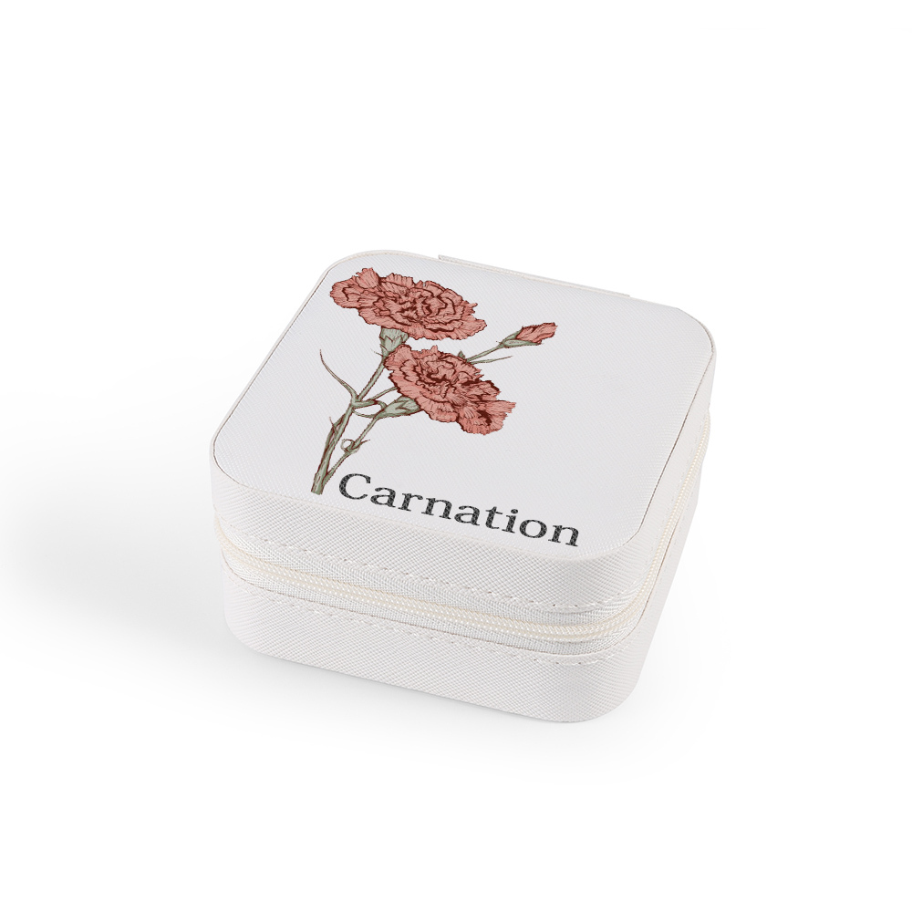 [Copy]Square Jewelry Storage Box-Personalised 1 Name Customized Birthflower Storage Box In Various Colors
