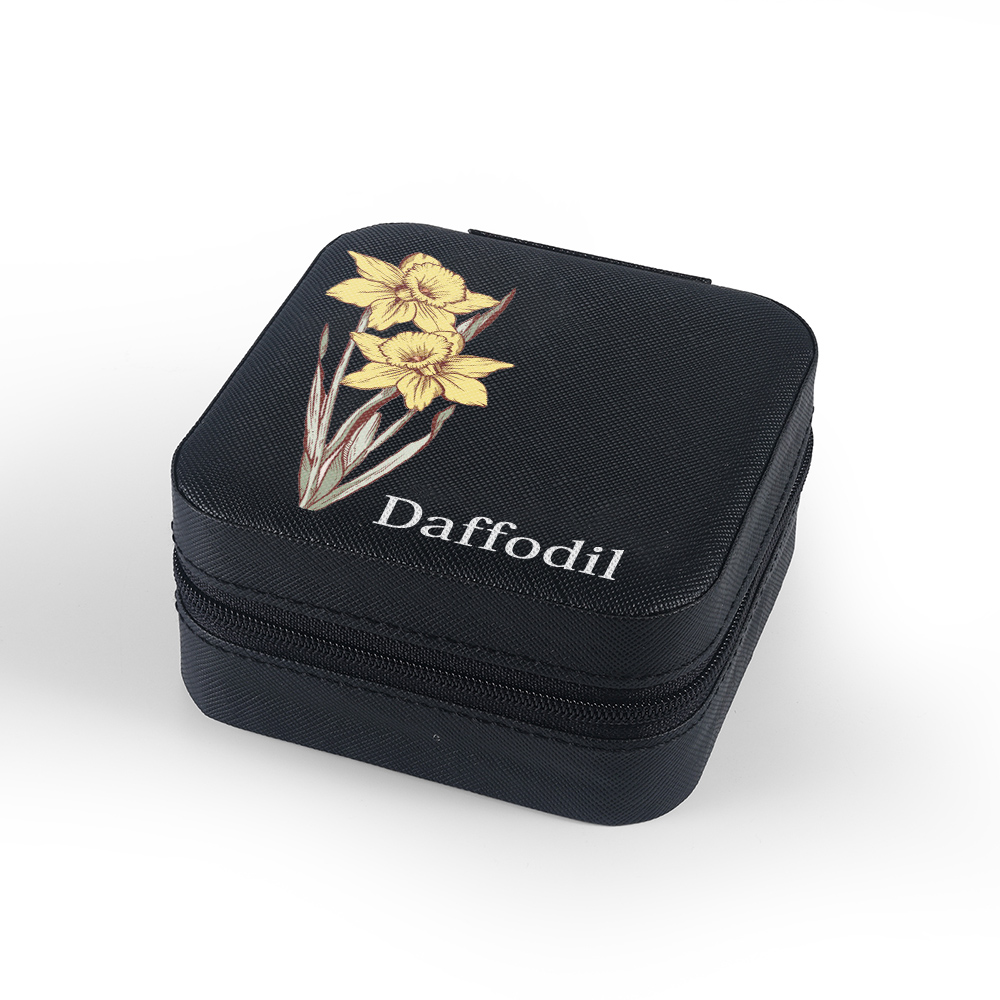 [Copy]Square Jewelry Storage Box-Personalised 1 Name Customized Birthflower Storage Box In Various Colors