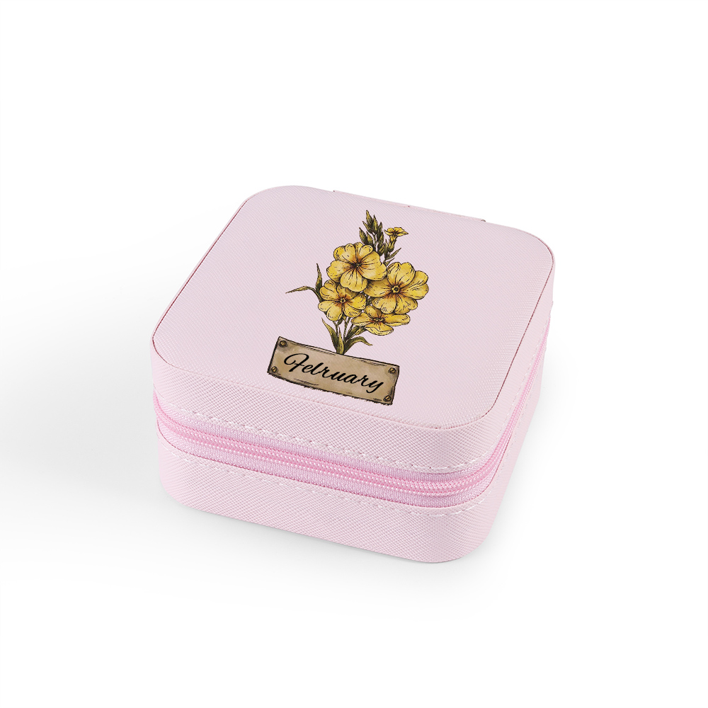 Square Jewelry Storage Box-Personalised 1 Name Customized Birthflower Storage Box In Various Colors