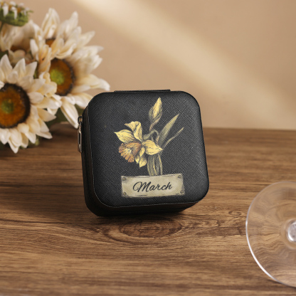 Square Jewelry Storage Box-Personalised 1 Name Customized Birthflower Storage Box In Various Colors