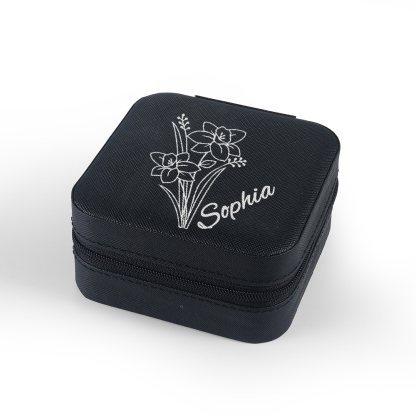 Square Jewelry Storage Box-Personalised 1 Name Customized Birthflower Storage Box In Various Colors
