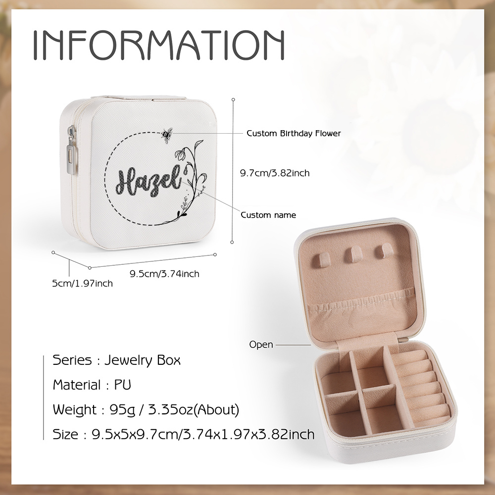 Square Jewelry Storage Box-Personalised 1 Name Customized Storage Box In Various Colors