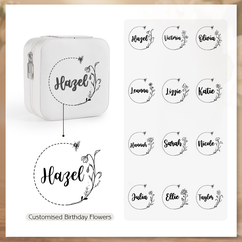 Square Jewelry Storage Box-Personalised 1 Name Customized Storage Box In Various Colors