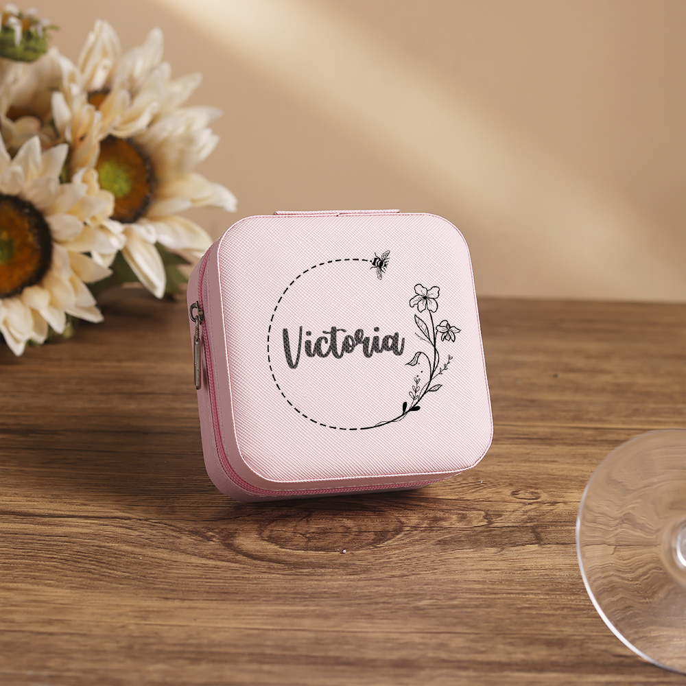 Square Jewelry Storage Box-Personalized 1 Name Customized Storage Box In Various Colors