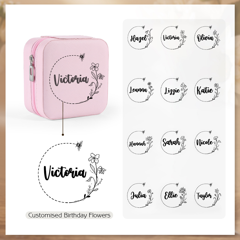 Square Jewelry Storage Box-Personalised 1 Name Customized Storage Box In Various Colors