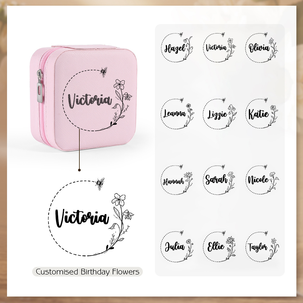 Square Jewelry Storage Box-Personalised 1 Name Customized Storage Box In Various Colors