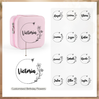 Square Jewelry Storage Box-Personalised 1 Name Customized Storage Box In Various Colors