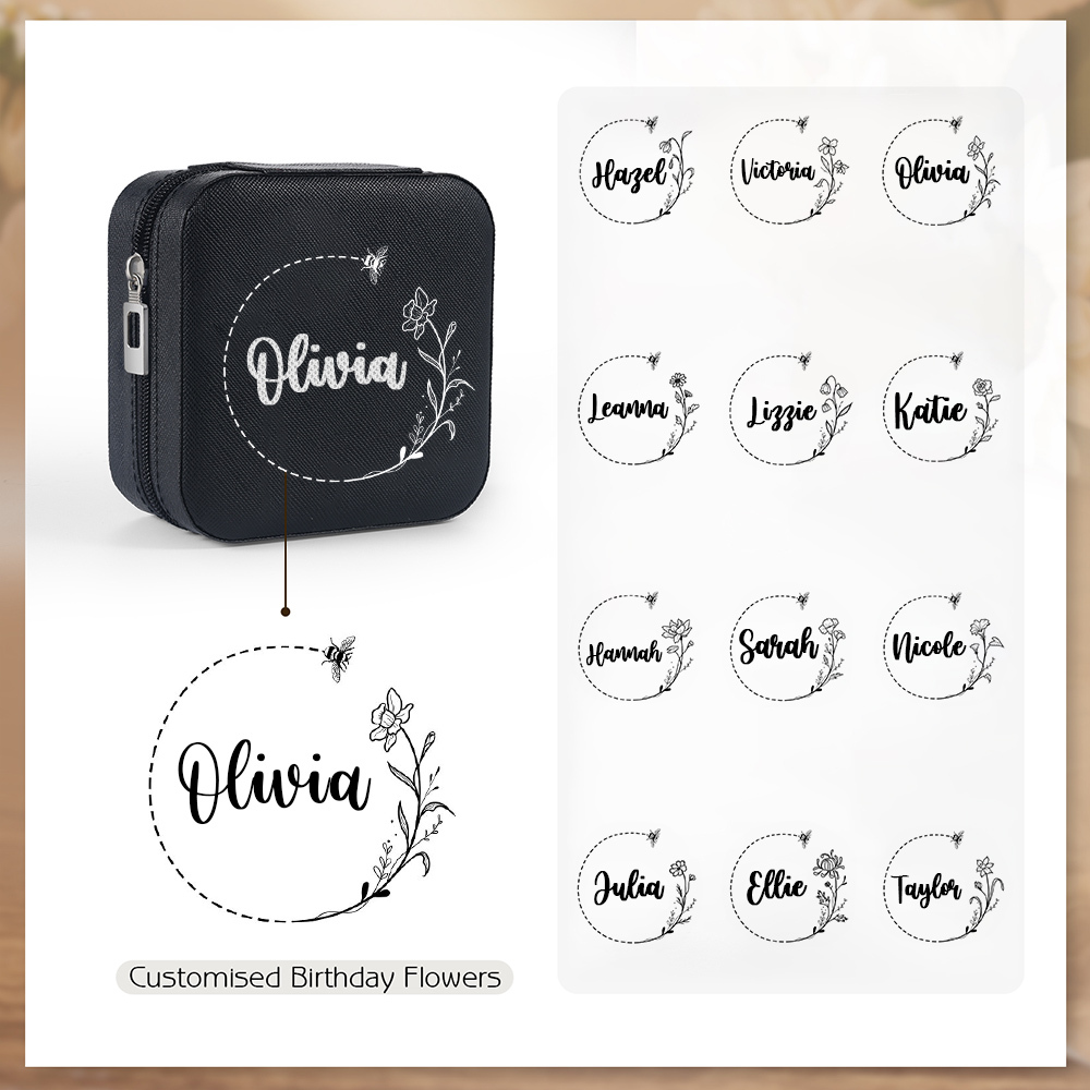 Square Jewelry Storage Box-Personalised 1 Name Customized Storage Box In Various Colors