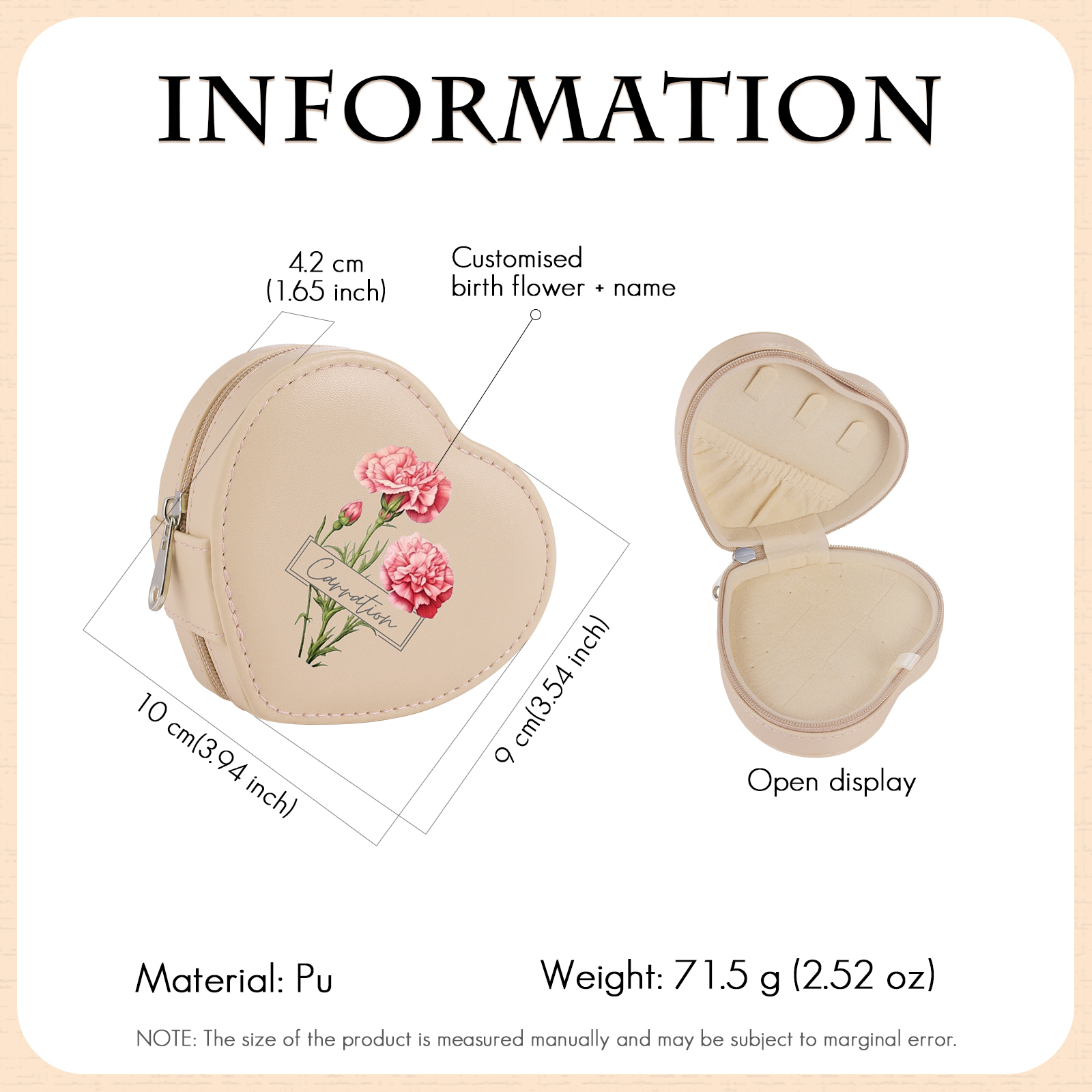 Personalised Jewelry Box – Custom Name & Birth Flower Pink & White Elegant Keepsake Case | Jessemade