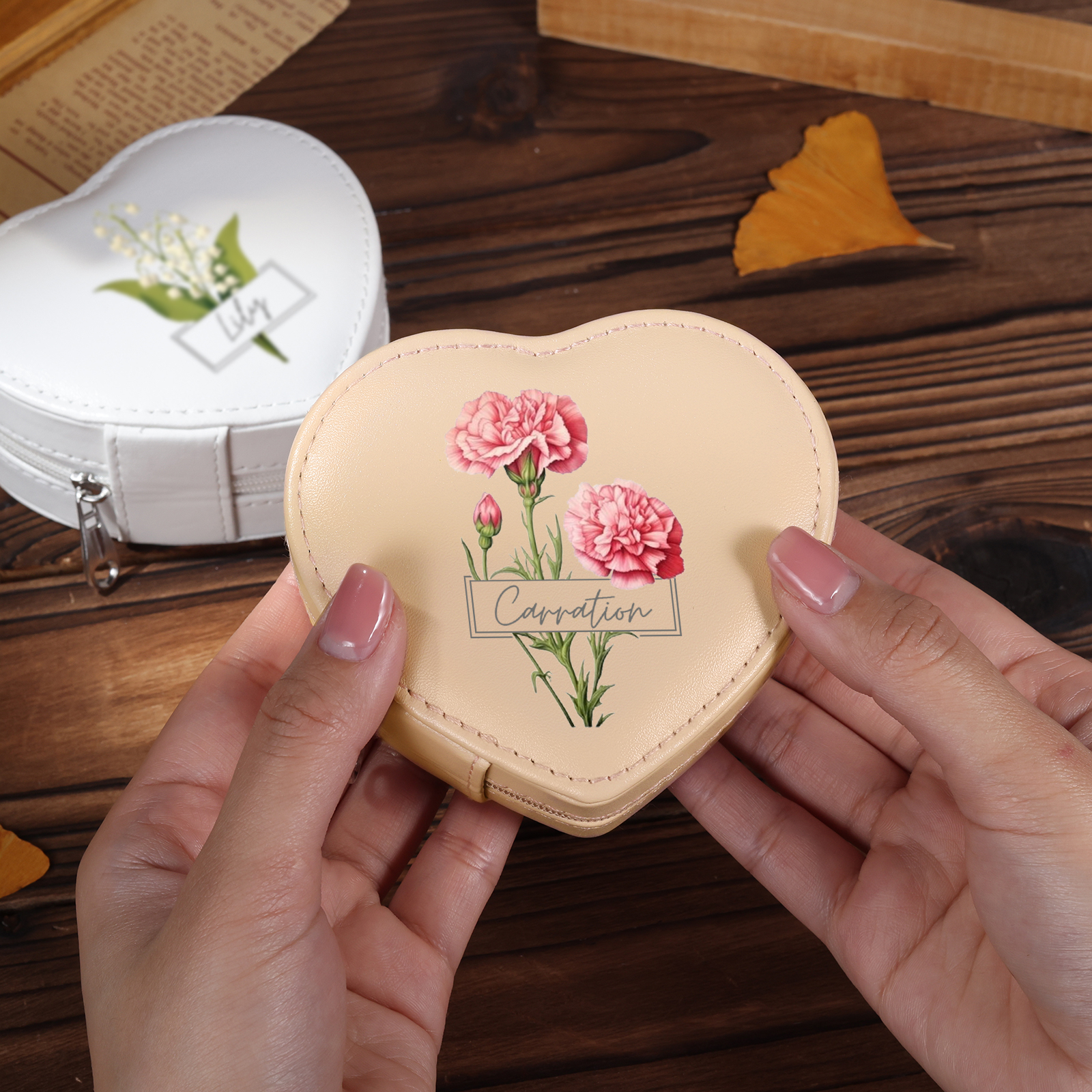 Personalised Jewelry Box – Custom Name & Birth Flower Pink & White Elegant Keepsake Case | Jessemade