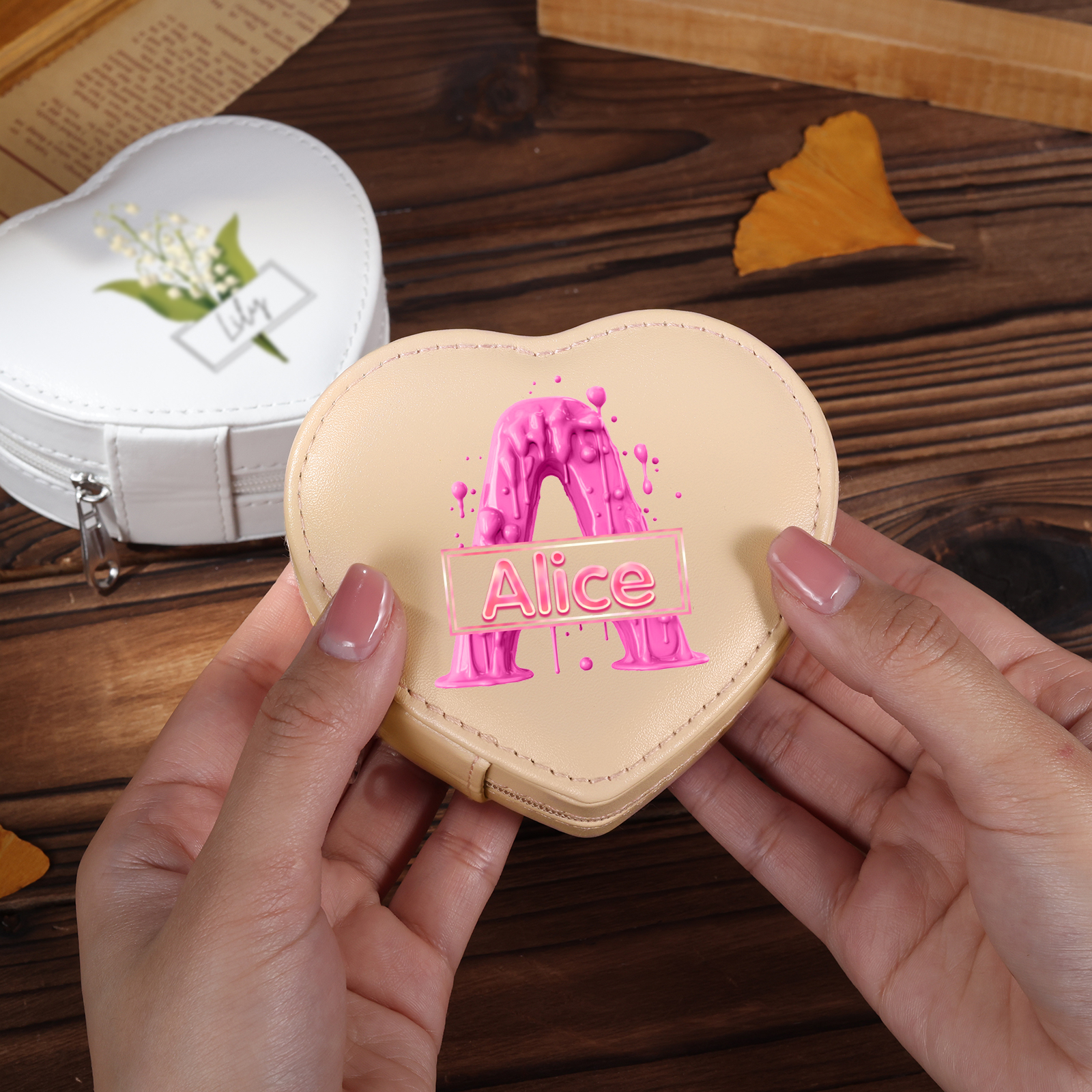 Personalised Jewelry Box – Custom Name & Letter with Pink & White Elegant Keepsake Case | Jessemade