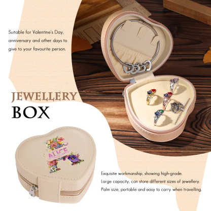 Personalised Jewelry Box – Custom Name & Letter with White & Pink Elegant Keepsake Case | Jessemade