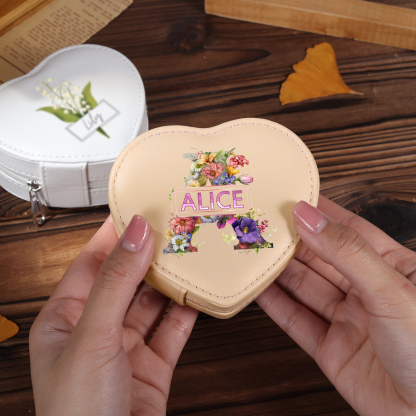 Personalised Jewelry Box – Custom Name & Letter with White & Pink Elegant Keepsake Case | Jessemade