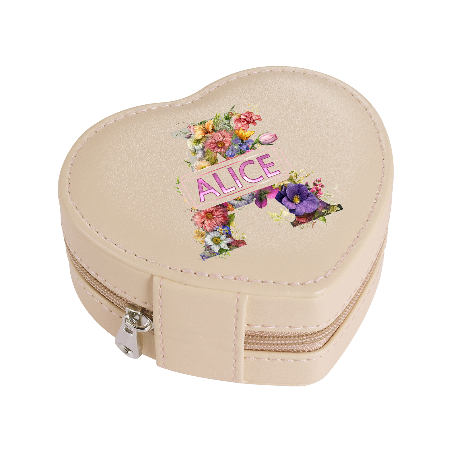 Personalised Jewelry Box – Custom Name & Letter with White & Pink Elegant Keepsake Case | Jessemade
