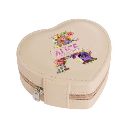 Personalised Jewelry Box – Custom Name & Letter with White & Pink Elegant Keepsake Case | Jessemade
