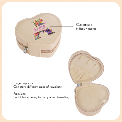 Personalised Jewelry Box – Custom Name & Letter with White & Pink Elegant Keepsake Case | Jessemade