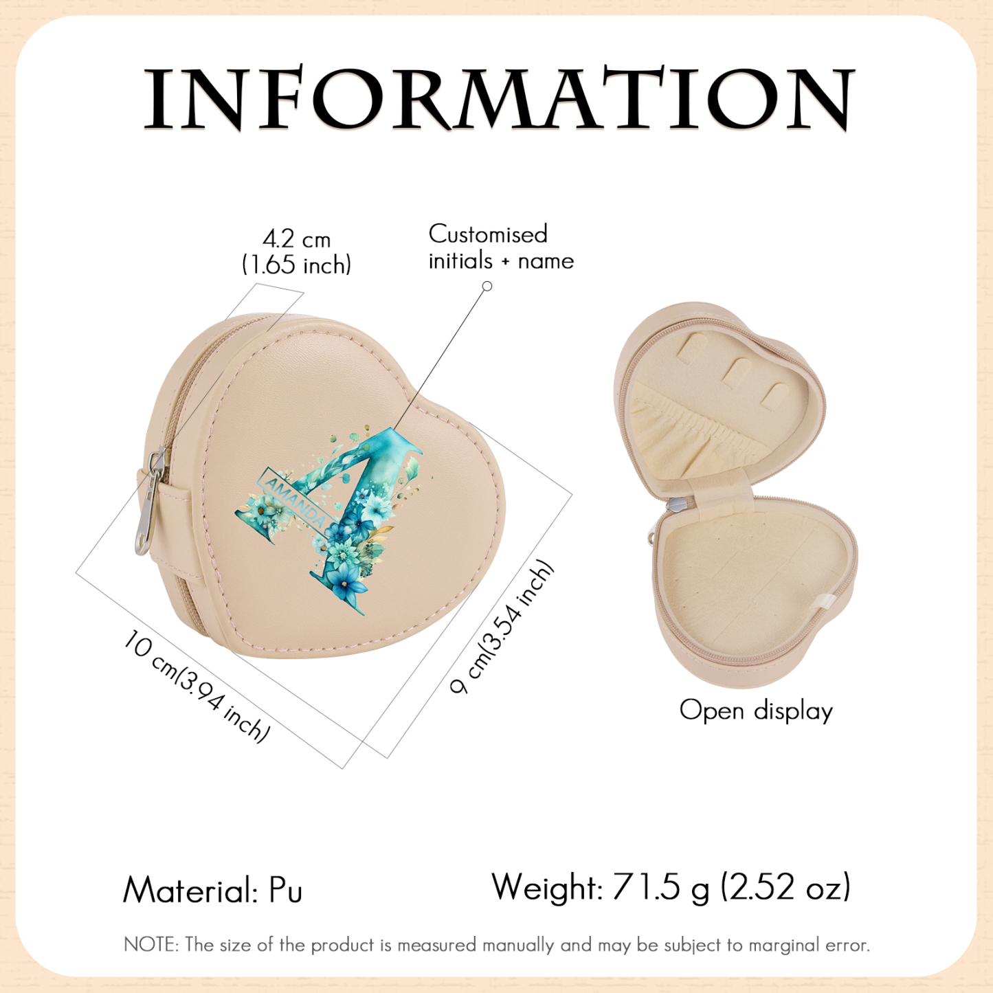 Personalised Jewelry Box – Custom Name & Letter with Pink & White Elegant Keepsake Case for Her | Jessemade