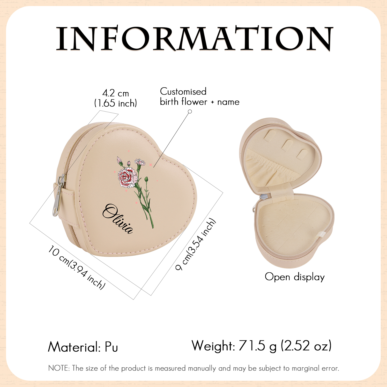 Personalised Jewelry Box – Custom Name & Birth Flower White & Pink Elegant Keepsake Case | Jessemade