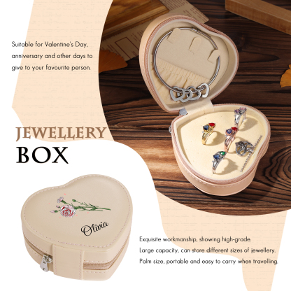 Personalised Jewelry Box – Custom Name & Birth Flower White & Pink Elegant Keepsake Case | Jessemade
