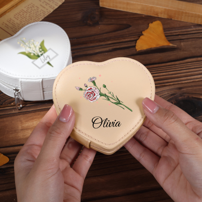 Personalised Jewelry Box – Custom Name & Birth Flower White & Pink Elegant Keepsake Case | Jessemade