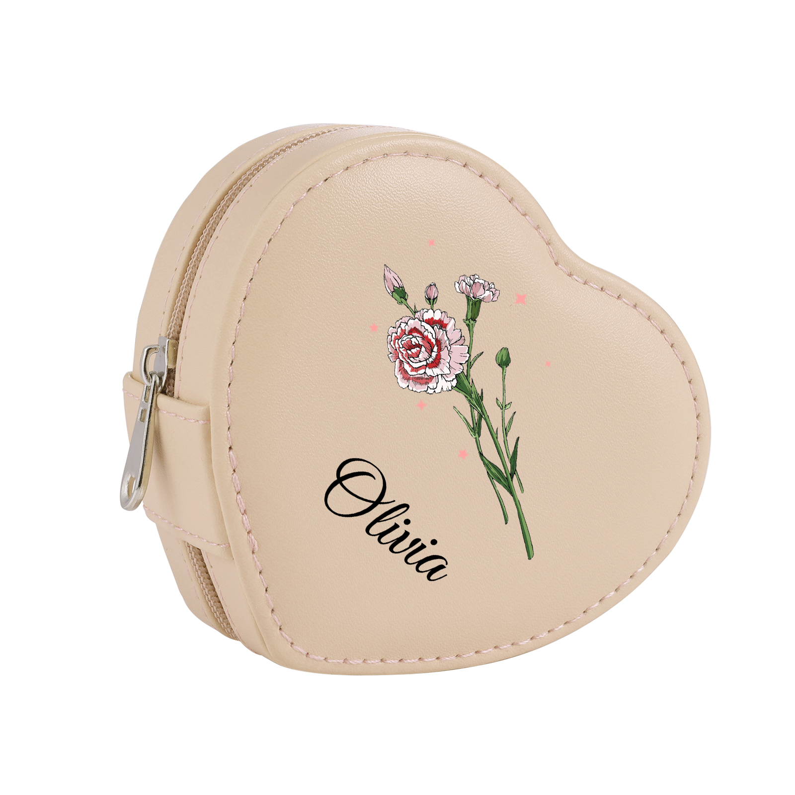 Personalised Jewelry Box – Custom Name & Birth Flower White & Pink Elegant Keepsake Case | Jessemade