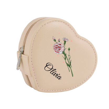 Personalised Jewelry Box – Custom Name & Birth Flower White & Pink Elegant Keepsake Case | Jessemade