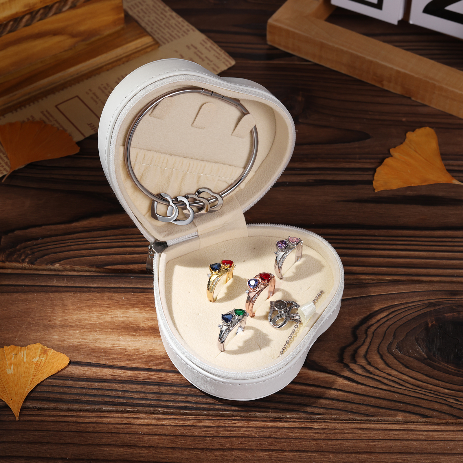 Personalised Jewelry Box – Custom Name & Birth Flower White & Pink Elegant Keepsake Case | Jessemade