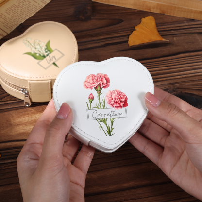 Personalised Jewelry Box – Custom Name & Birth Flower Pink & White Elegant Keepsake Case | Jessemade