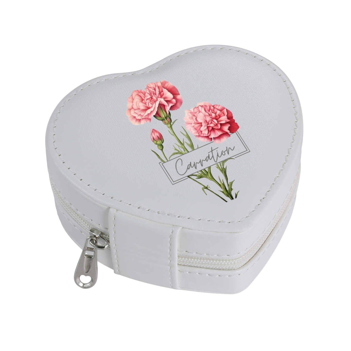Personalised Jewelry Box – Custom Name & Birth Flower Pink & White Elegant Keepsake Case | Jessemade