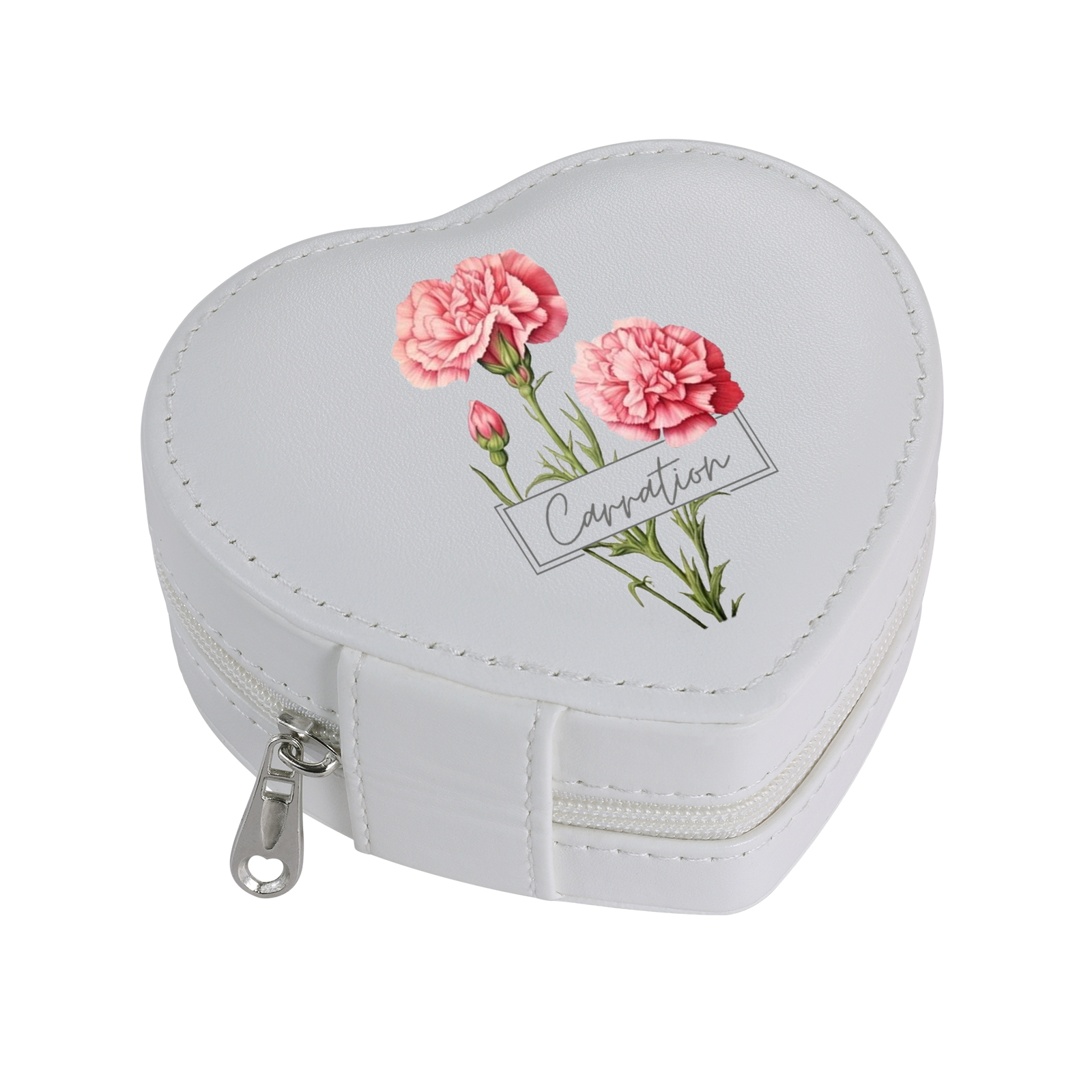Personalised Jewelry Box – Custom Name & Birth Flower Pink & White Elegant Keepsake Case | Jessemade