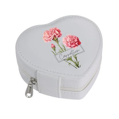 Personalised Jewelry Box – Custom Name & Birth Flower Pink & White Elegant Keepsake Case | Jessemade