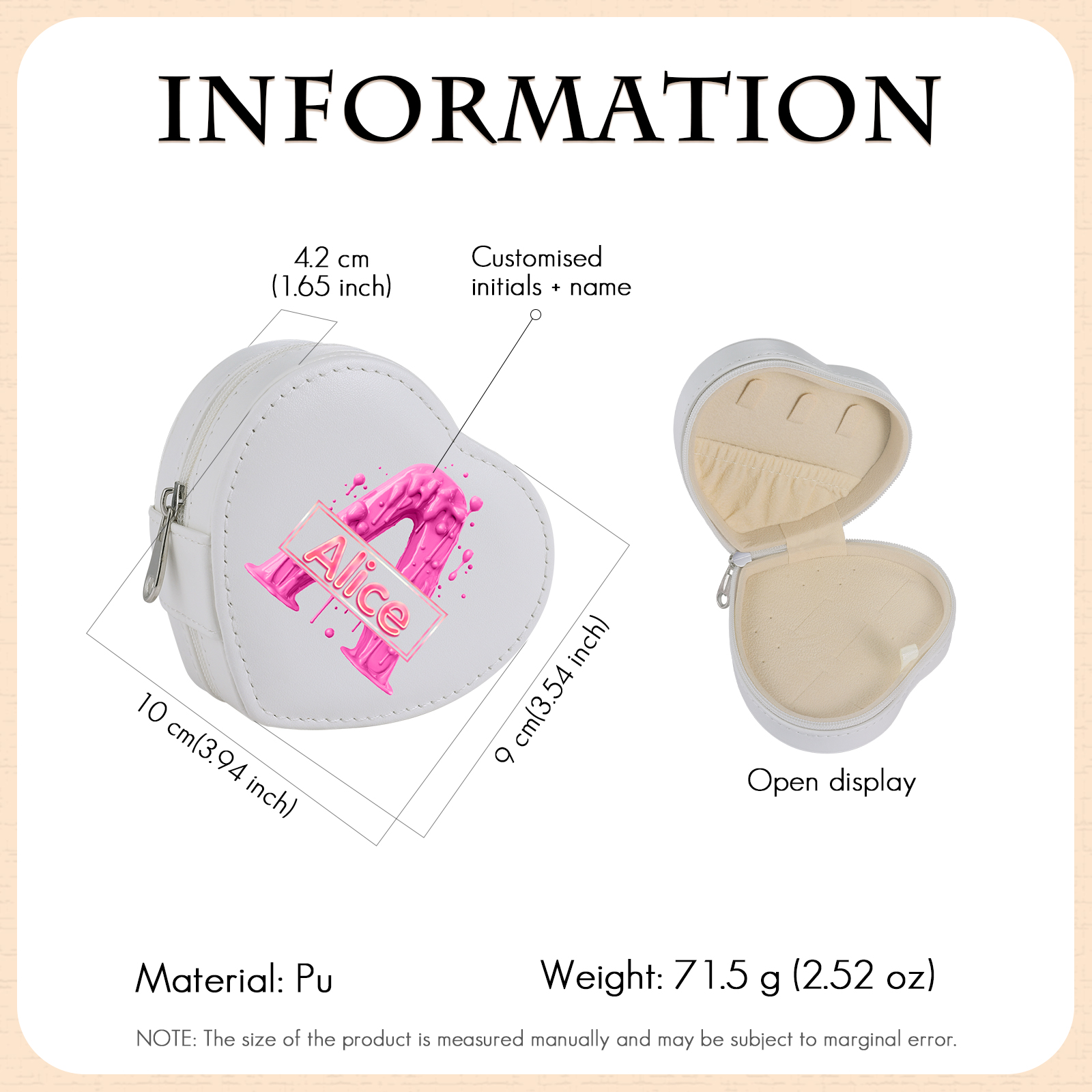 Personalised Jewelry Box – Custom Name & Letter with Pink & White Elegant Keepsake Case | Jessemade