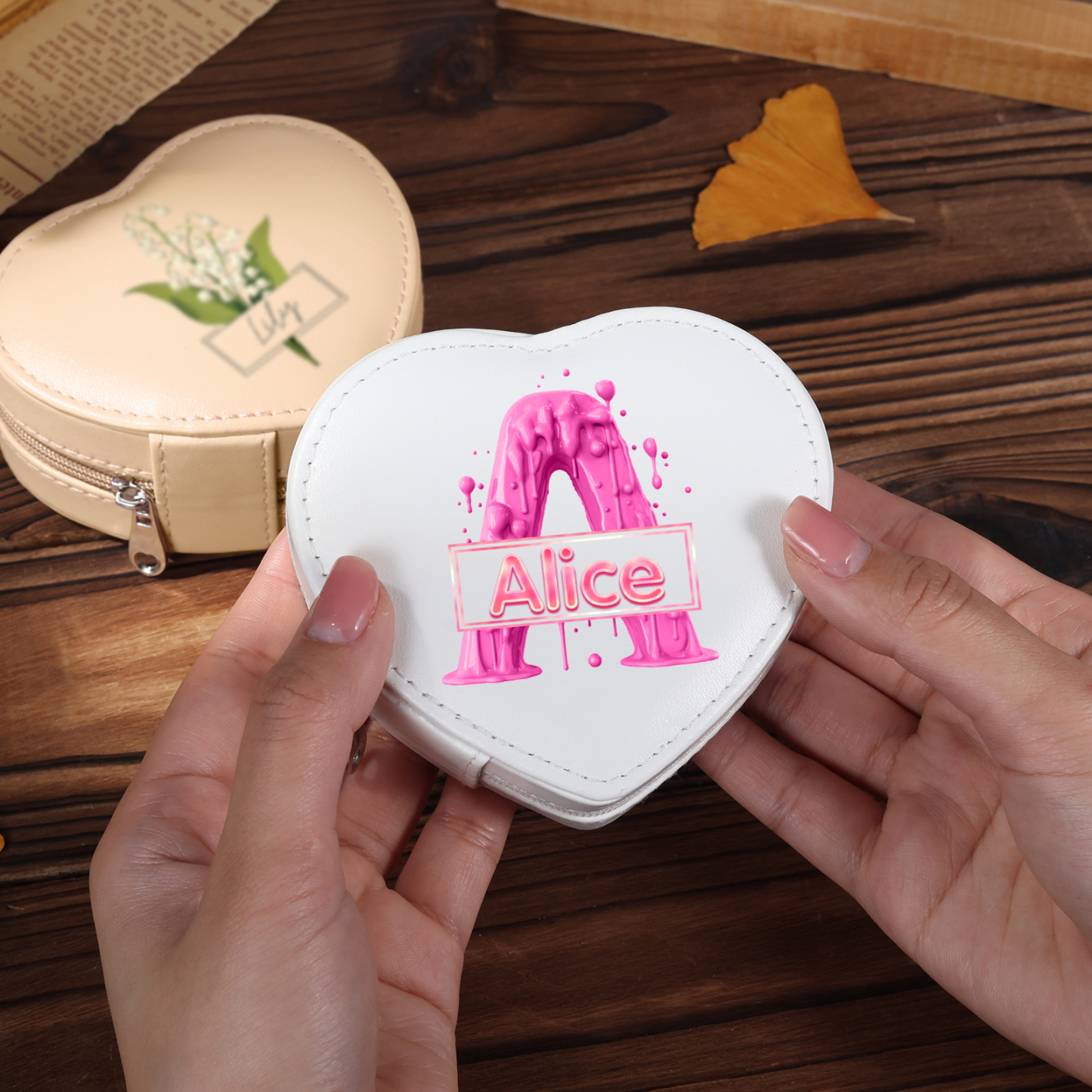 Personalised Jewelry Box – Custom Name & Letter with Pink & White Elegant Keepsake Case | Jessemade