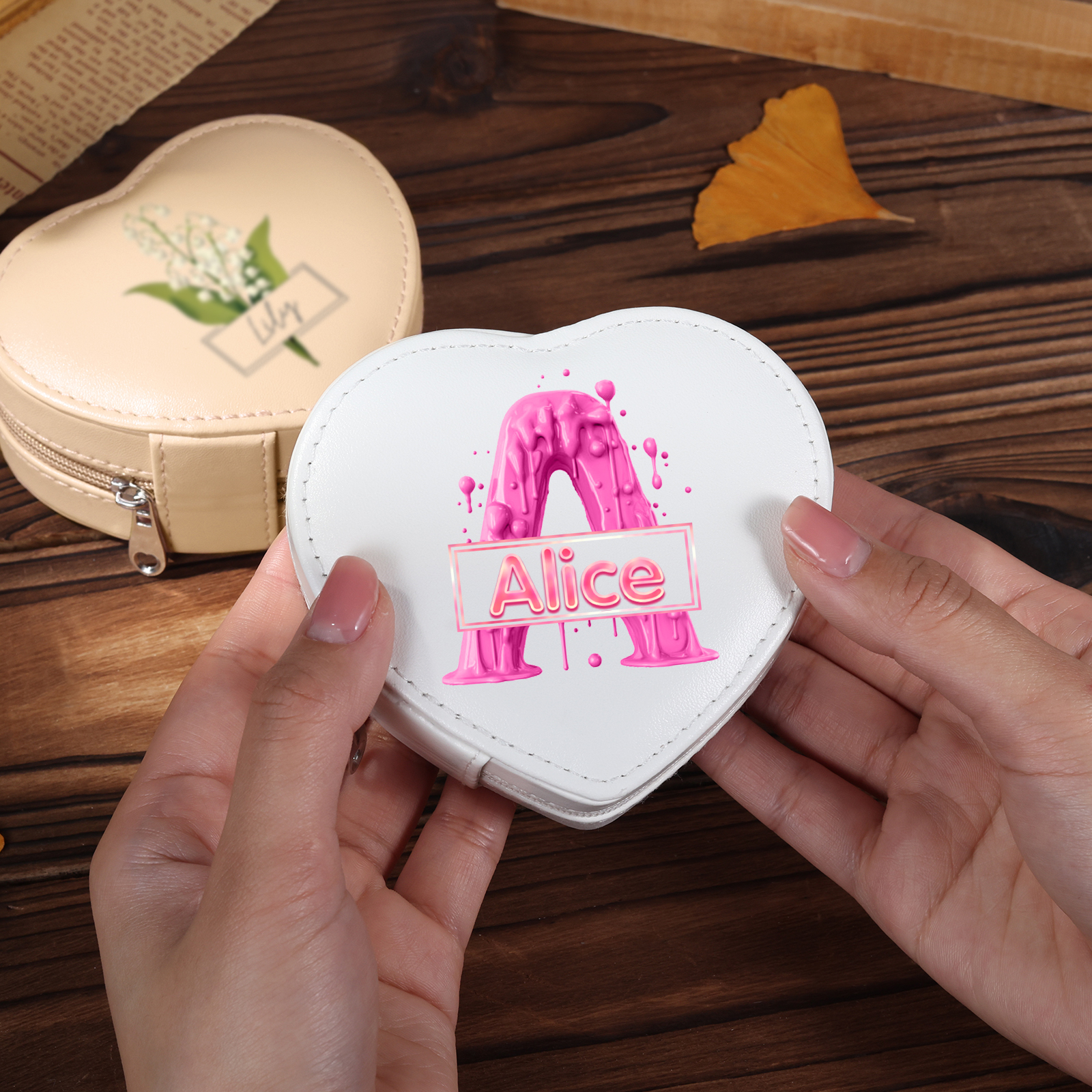 Personalised Jewelry Box – Custom Name & Letter with Pink & White Elegant Keepsake Case | Jessemade