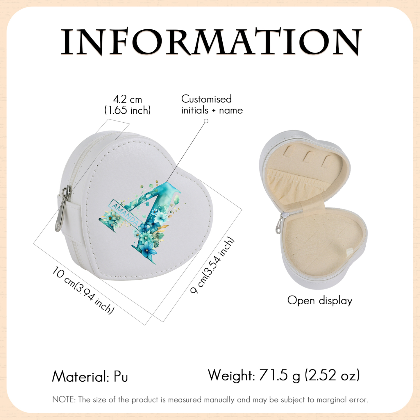 Personalised Jewelry Box – Custom Name & Letter with Pink & White Elegant Keepsake Case for Her | Jessemade